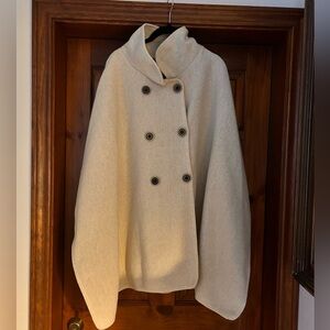 Double-Breasted Cape Coat in Cream